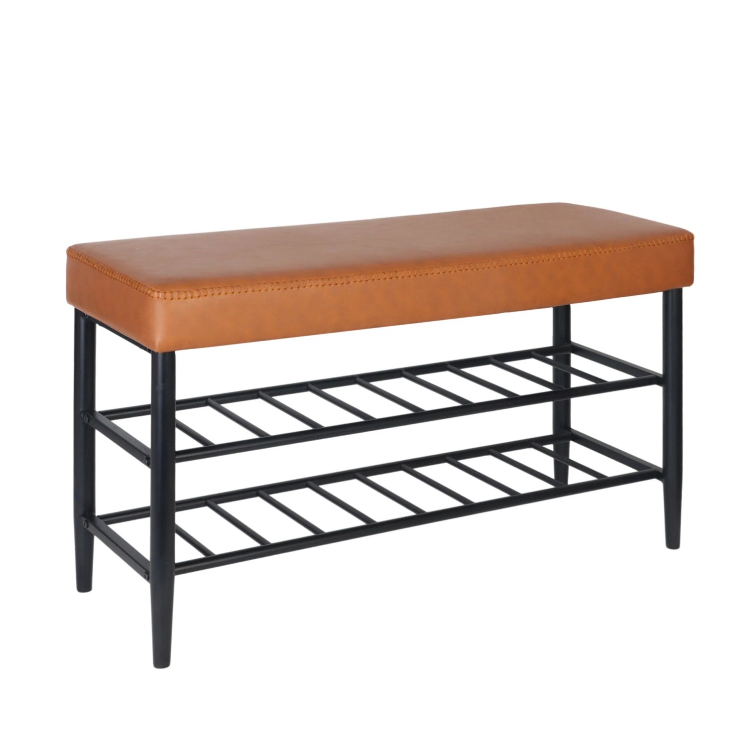 Relaxdays Schuhbank Eisen Braun 2 Ablagen 50 cm x 80 cm x 30 cm 6 kg
