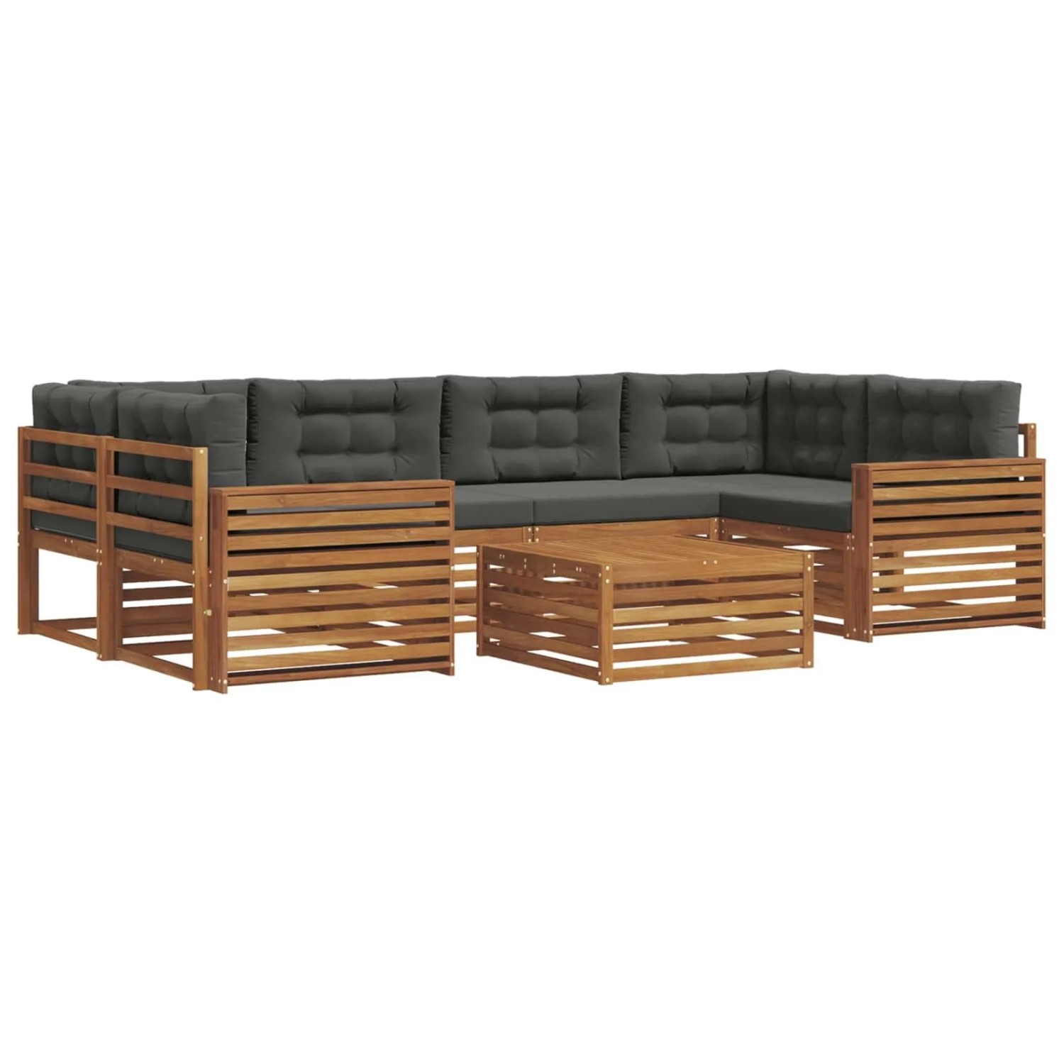 vidaXL Outdoor-Sofagarnitur mit Kissen 8-Tlg Natur und Anthrazit 3373107