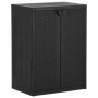 Schwarzer vidaXL Gartenschrank (65x45x88 cm) in Rattan-Optik für Büro oder Garten.