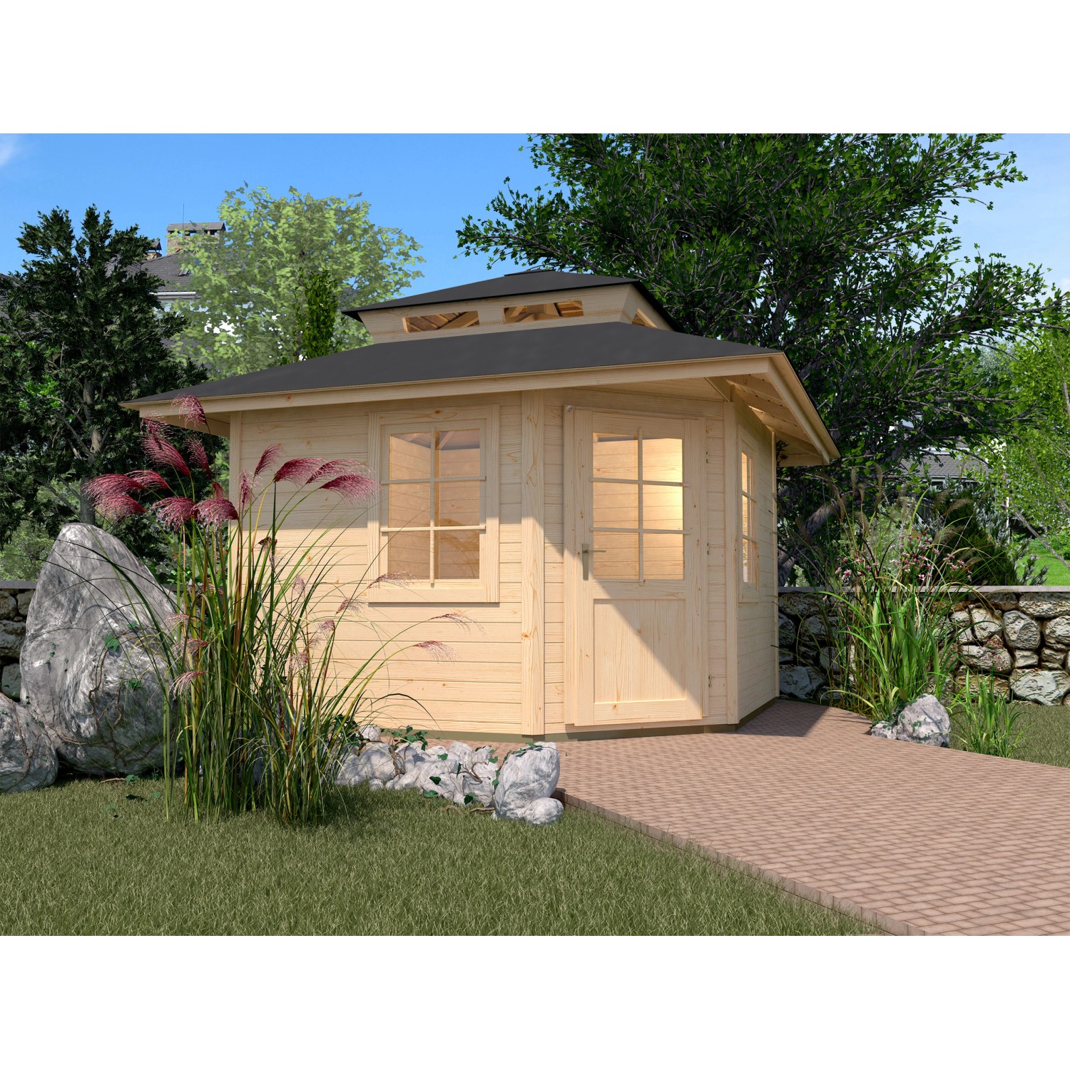 Weka Holz-Gartenhaus/Gerätehaus Natur Zeltdach Unbehandelt 380 cm