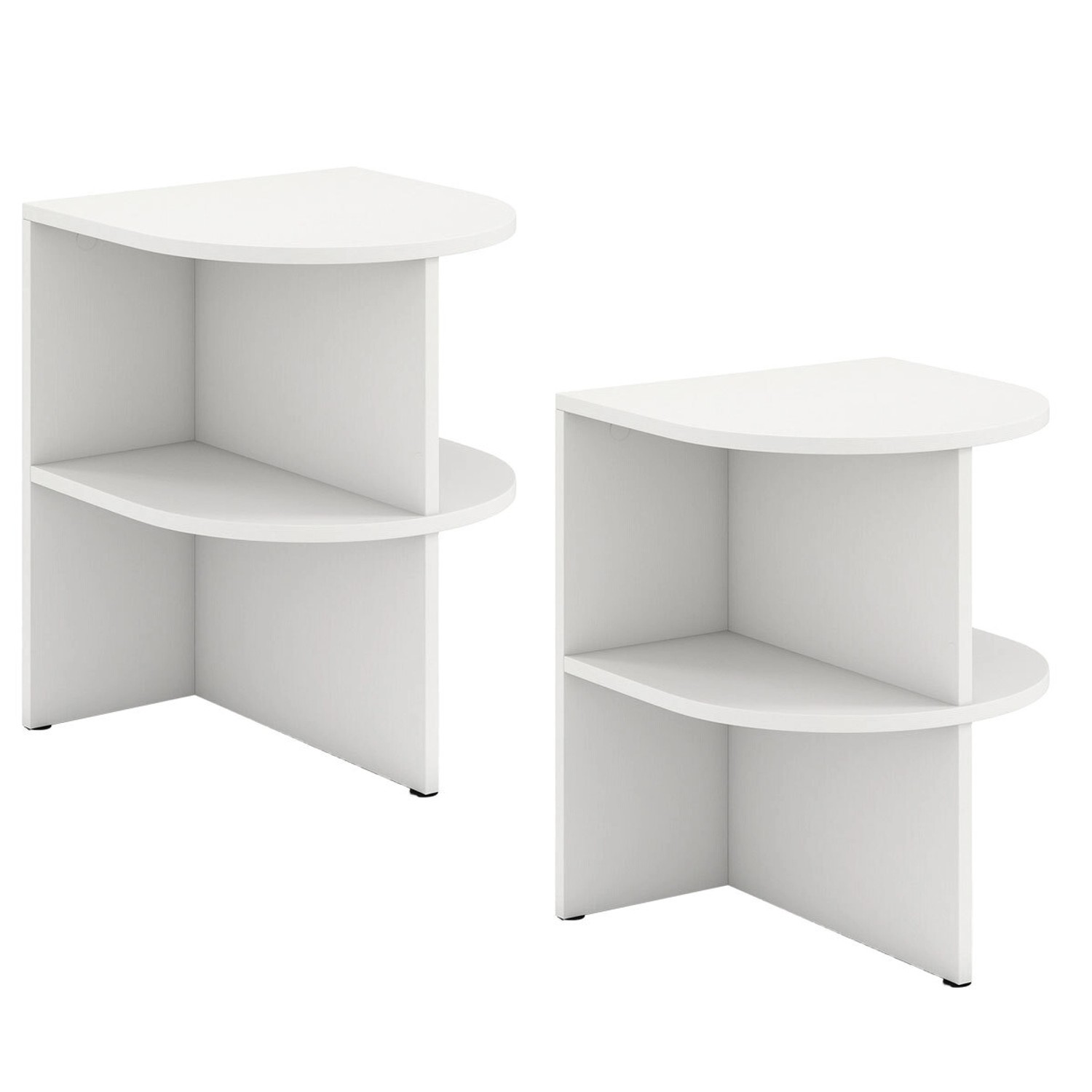 Costway Beistelltisch Halbrund 2er Set Nachttisch Sofatisch Weiß günstig online kaufen