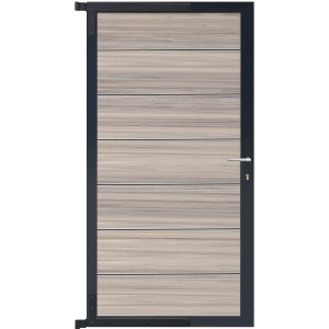 T&J Tor-Komplettset Tjörn, 90x173 cm, Amethystgrau/Anthrazit, für Sichtschutzzaun