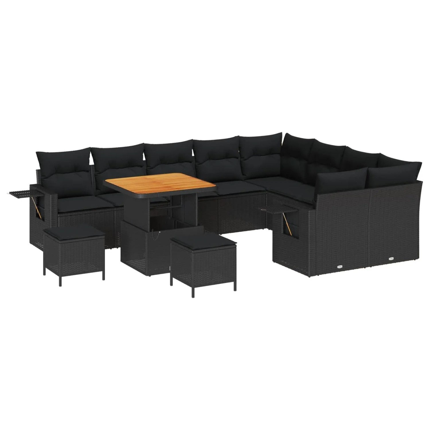 vidaXL Gartensofa-Set mit Kissen 12 Stk Schwarz Poly-Rattan 3363729 günstig online kaufen