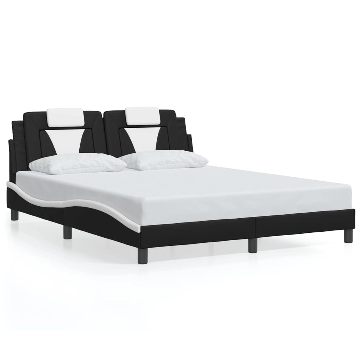 vidaXL Bettgestell Viana ohne Matratze Schwarz und Weiß 160x200 cm Kunstled günstig online kaufen