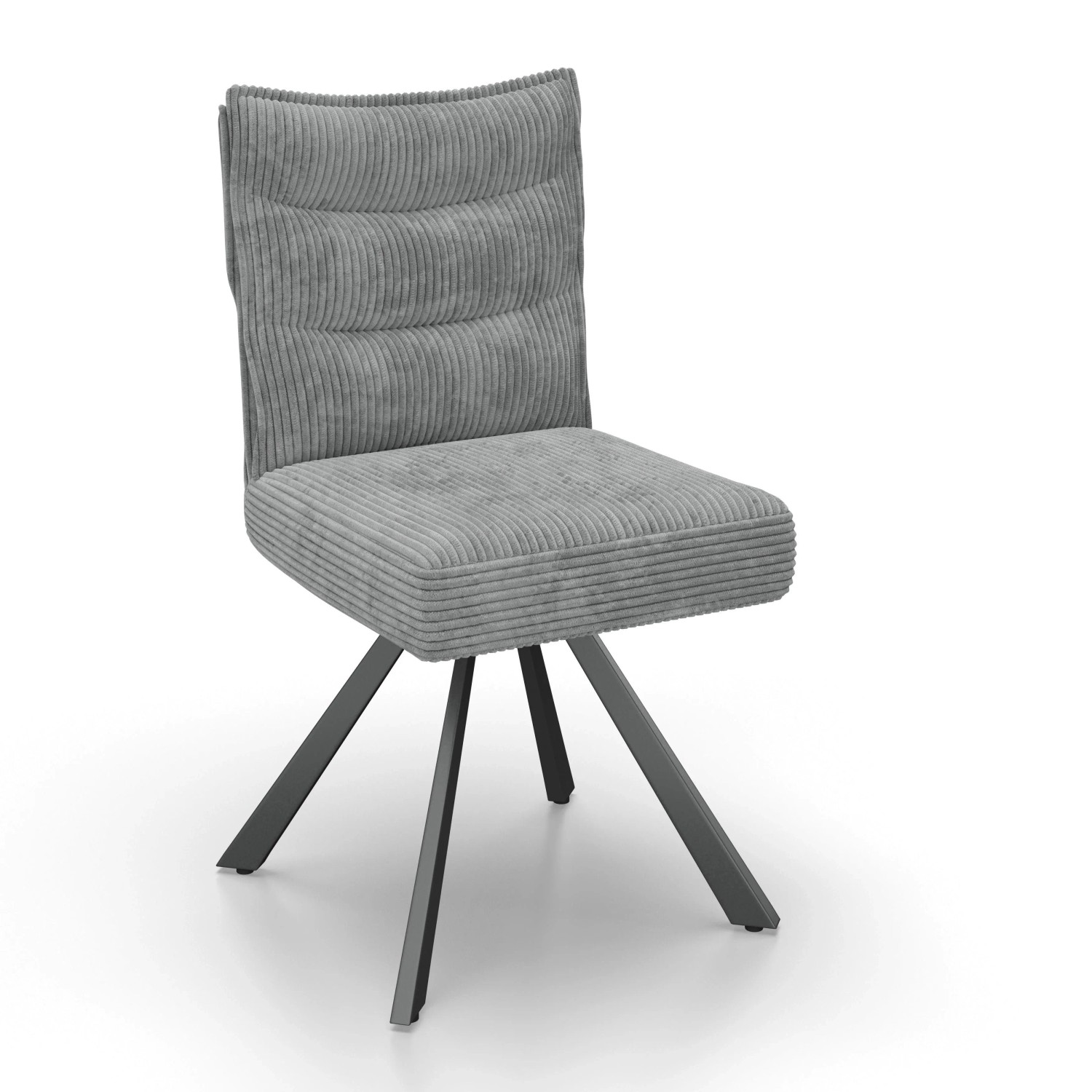 Bessagi Home Stuhl Fina Grau Cord Drehbar Gepolstert