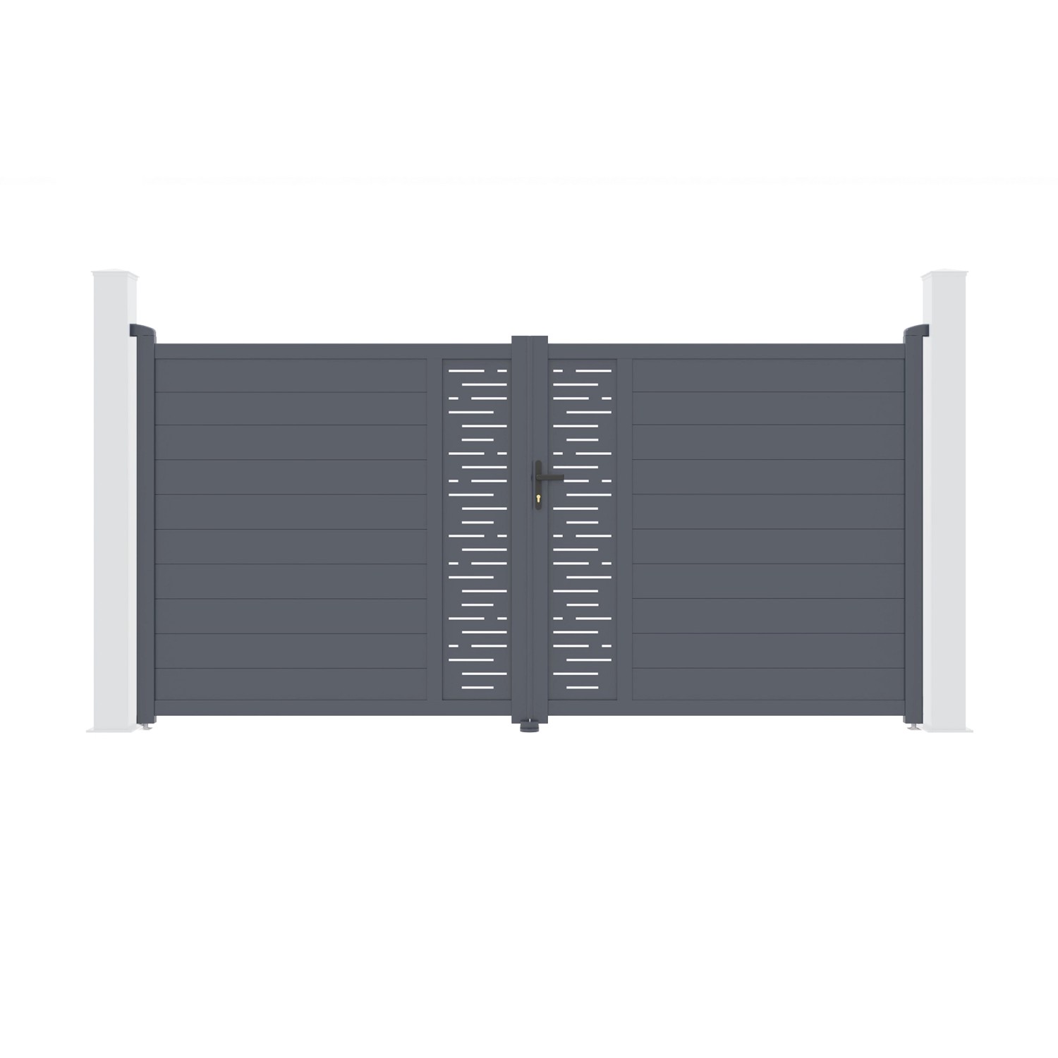 Casanoov Flügeltor 3 5M Arlberg H 180Cm & 2 Pfosten H 190Cm Aluminium Grau günstig online kaufen