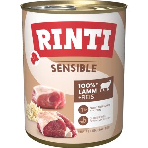 Rinti Sensible Hunde-Nassfutter Lamm & Reis, glutenfrei, für sensible Hunde.