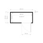 Grundriss Gartenhaus Cubus 1 Anthrazit, Maße 234x115 cm, Türöffnung, Fläche 2,55 m².