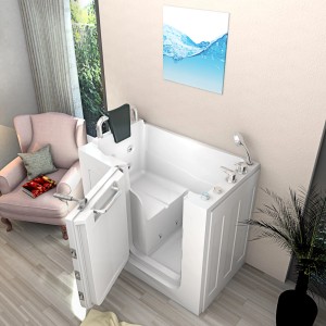 AquaVapore Sitzbadewanne mit Tür, 110x68cm, links. Rechteck-Badewanne mit Whirlpool Funktion und komfortablem Einstieg.