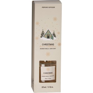 Diffuser-Set Glas Vanille, Winterbeere, Mistelzweig, 100ml, Weihnachtsdeko im Karton.