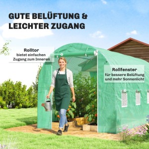 Furnicato Gewächshausfolie 4 X 2 M Wasserdicht Gartenfolie Mit Tür 8 Fenster Uv Schutz Reißfest Polyethylen Grün