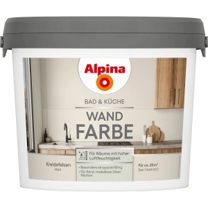 Alpina Bad & Küche Wandfarbe Kreidefelsen, 2,5l, für Feuchträume, matte Oberfläche.