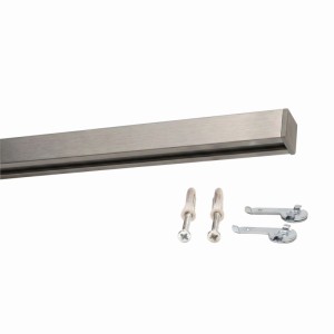 Deco-Raum Gardinenschiene 1-lauf Square Edelstahl-Optik mit Befestigungsmaterial für Deckenmontage.