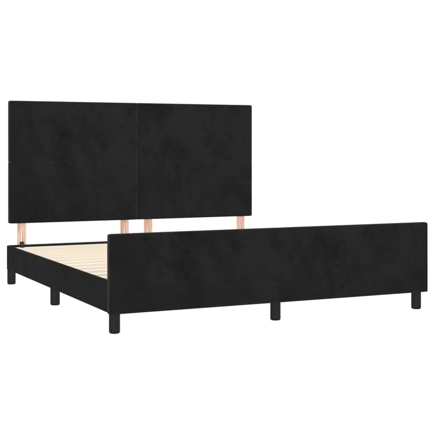 Schwarzes Samt Bettgestell (160x200 cm) mit Kopfteil für erholsamen Schlaf.