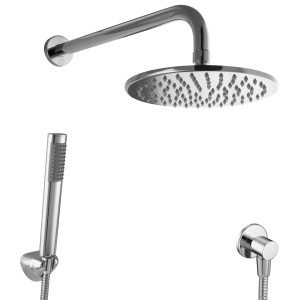 PaulGurkes Regendusche Unterputz mit Stabbrause und Wandarm, verchromt.