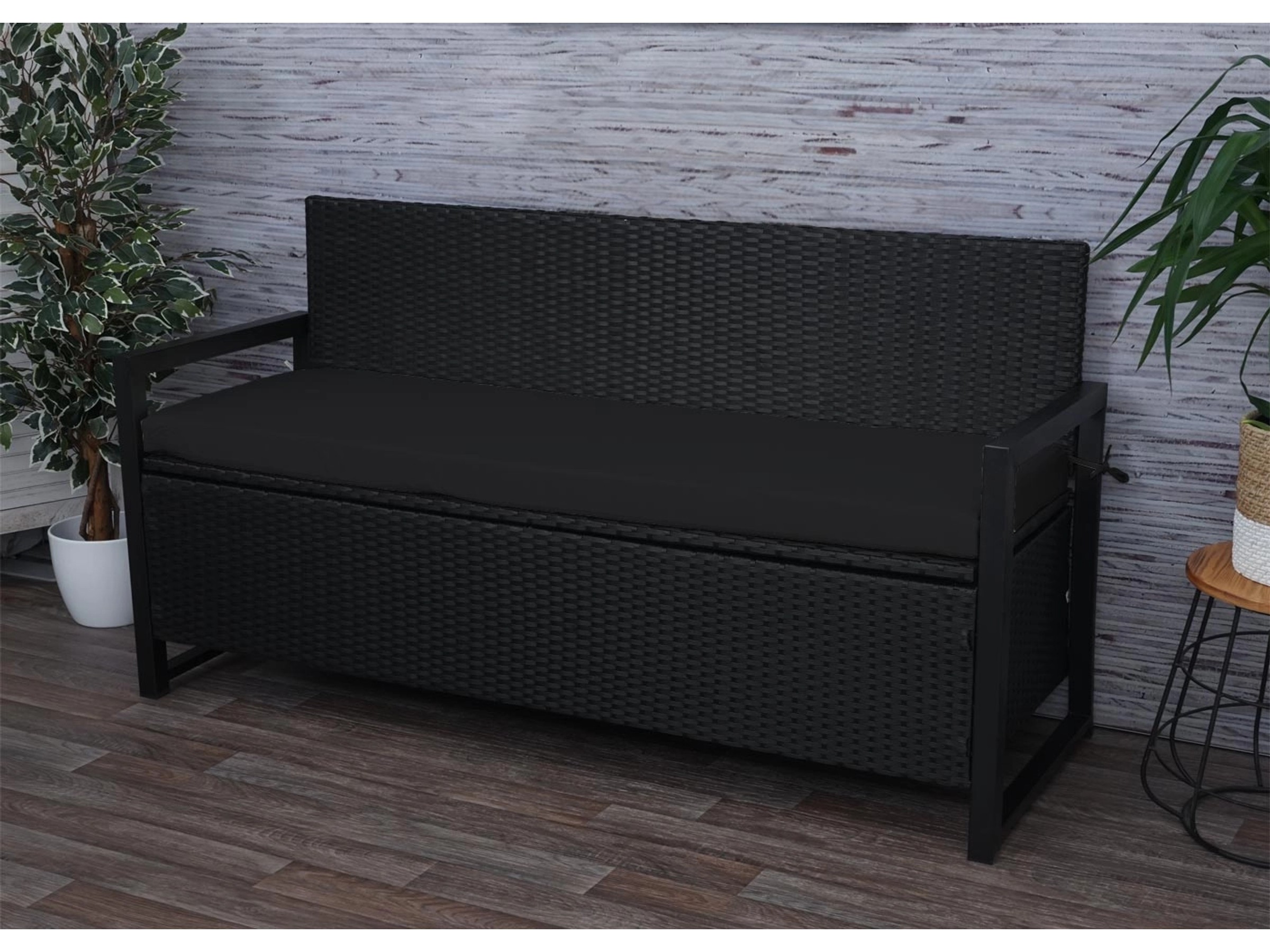 MCW Poly-Rattan 3er Sitzbank F39 anthrazit Kissen Schwarz kaufen 