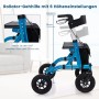 Costway Rollator mit Luftbereifung Faltbar mit Sitz Bis 136 kg Blau_4