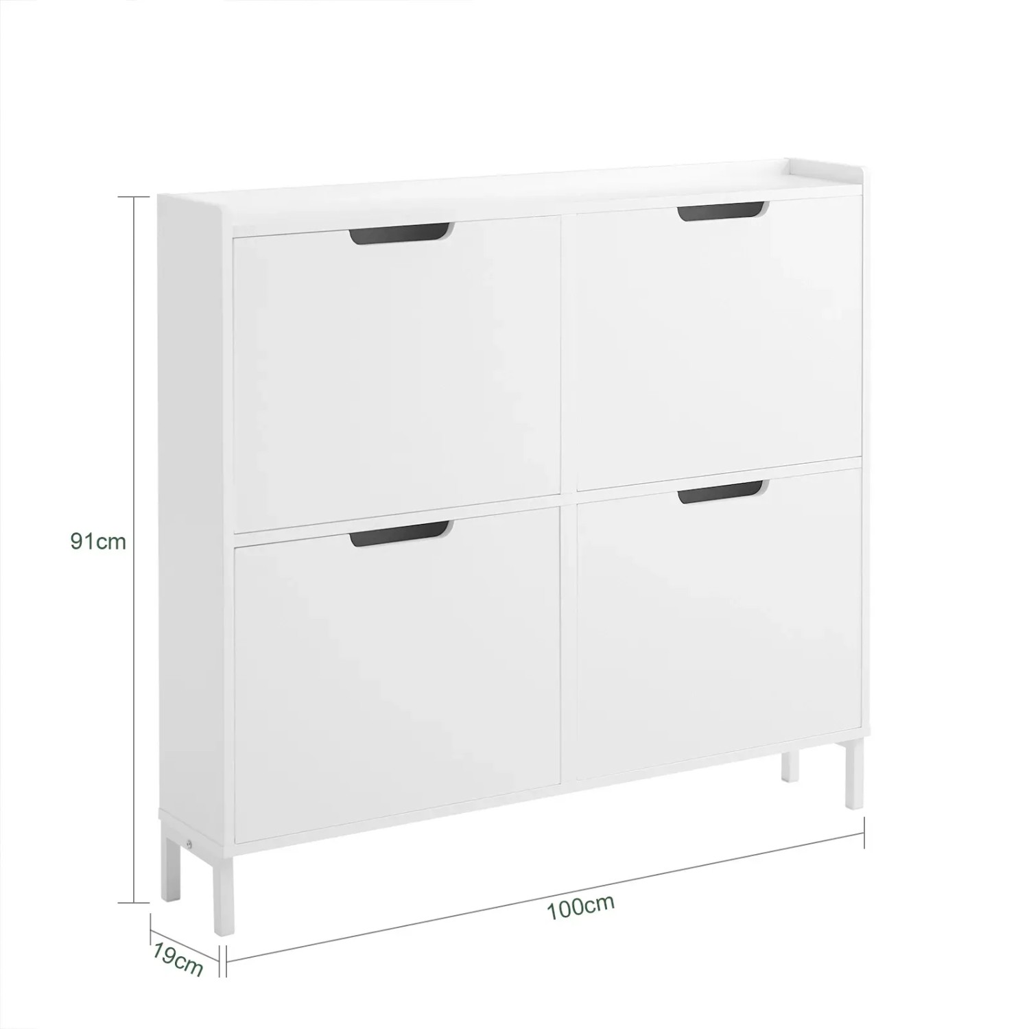 Weißer SoBuy Schuhkipper FSR100-W mit 4 Klappen als Schuhkommode.