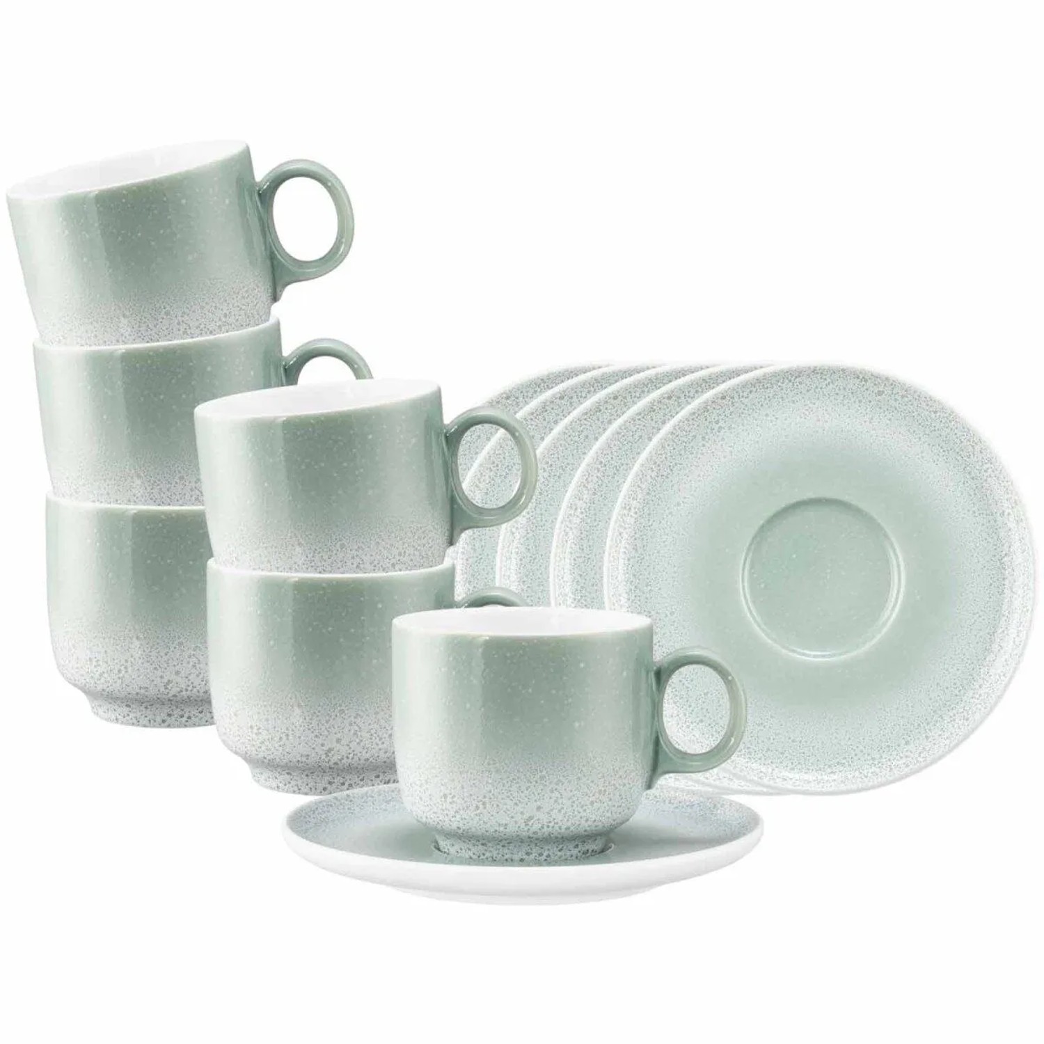 Seltmann Weiden Sento Home Cappuccinotasse mit Untertasse 300 ml 6er Set Aura Mint