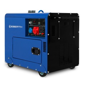 EBERTH Diesel Stromerzeuger 5000W, blaues Metallgehäuse mit Rollen, 4-Takt Motor, 1x 400V, 1x 230V, 1x 12V