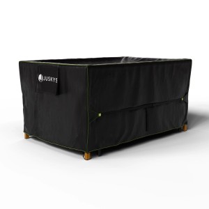 Schwarze Juskys Gartenmöbel Abdeckung CoverSafe Pro 150x90x75 cm für Gartentisch.