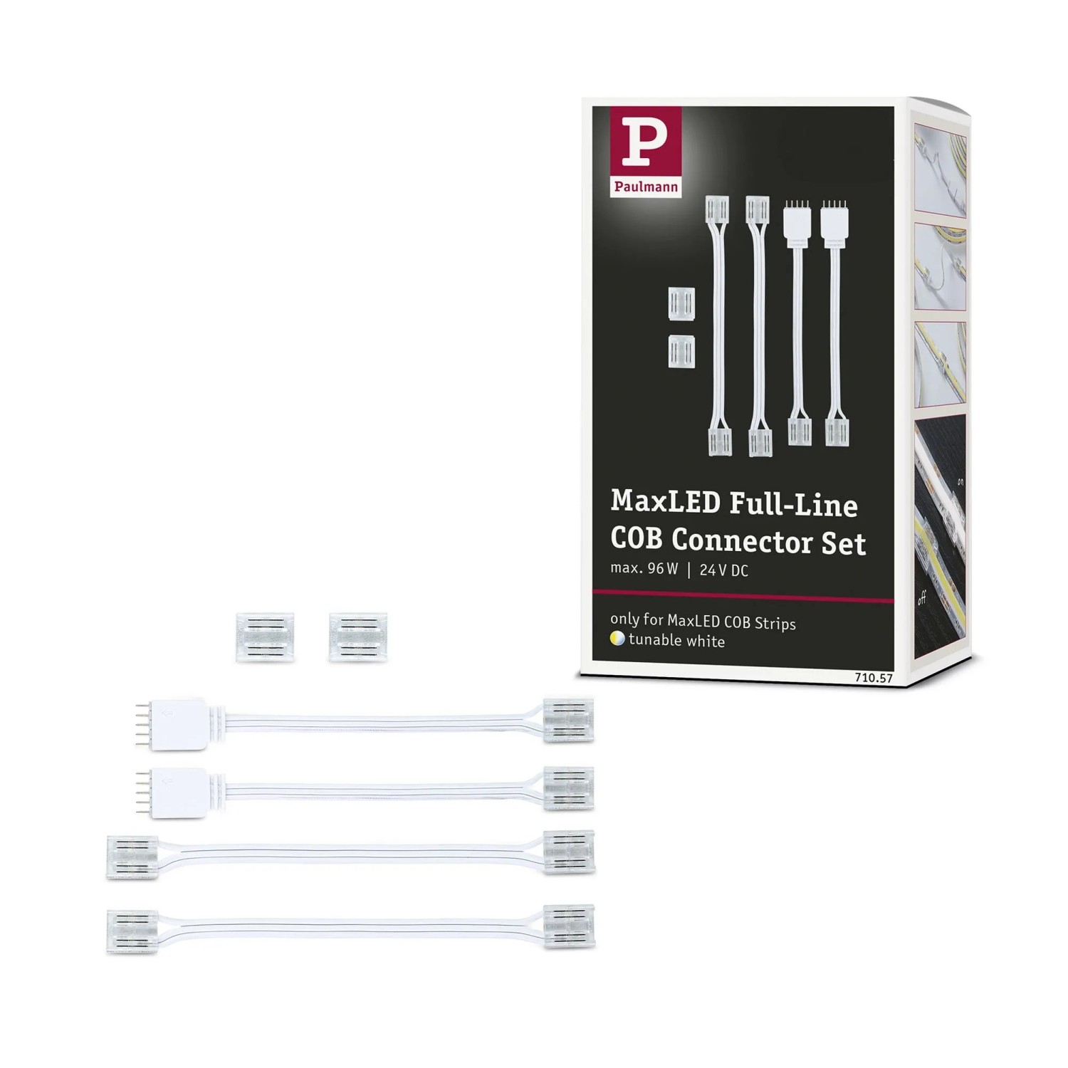 Paulmann MaxLED COB Connector-Set, 6-teilig, mit weißen Kabel- und Direktverbindern für LED-Streifen Tunable White.