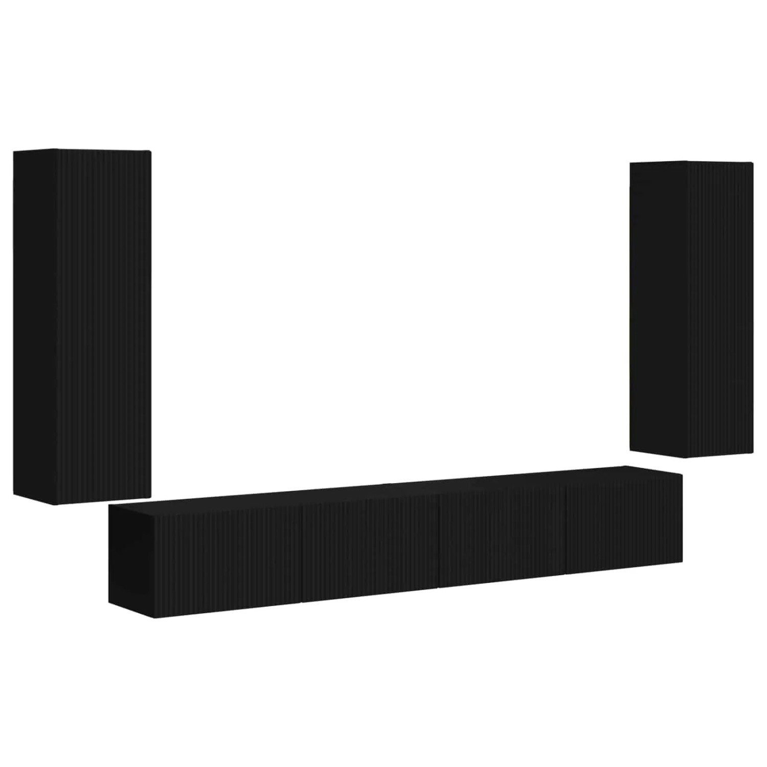 vidaXL TV-Wandregal-Set Wandmontiert 4 Stk Schwarz Holzwerkstoff 3408926
