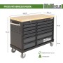 TRUTZHOLM Werkstattwagen DELUXE mit 12 Schubladen, massiver Arbeitsplatte in Anthrazit/Grau.