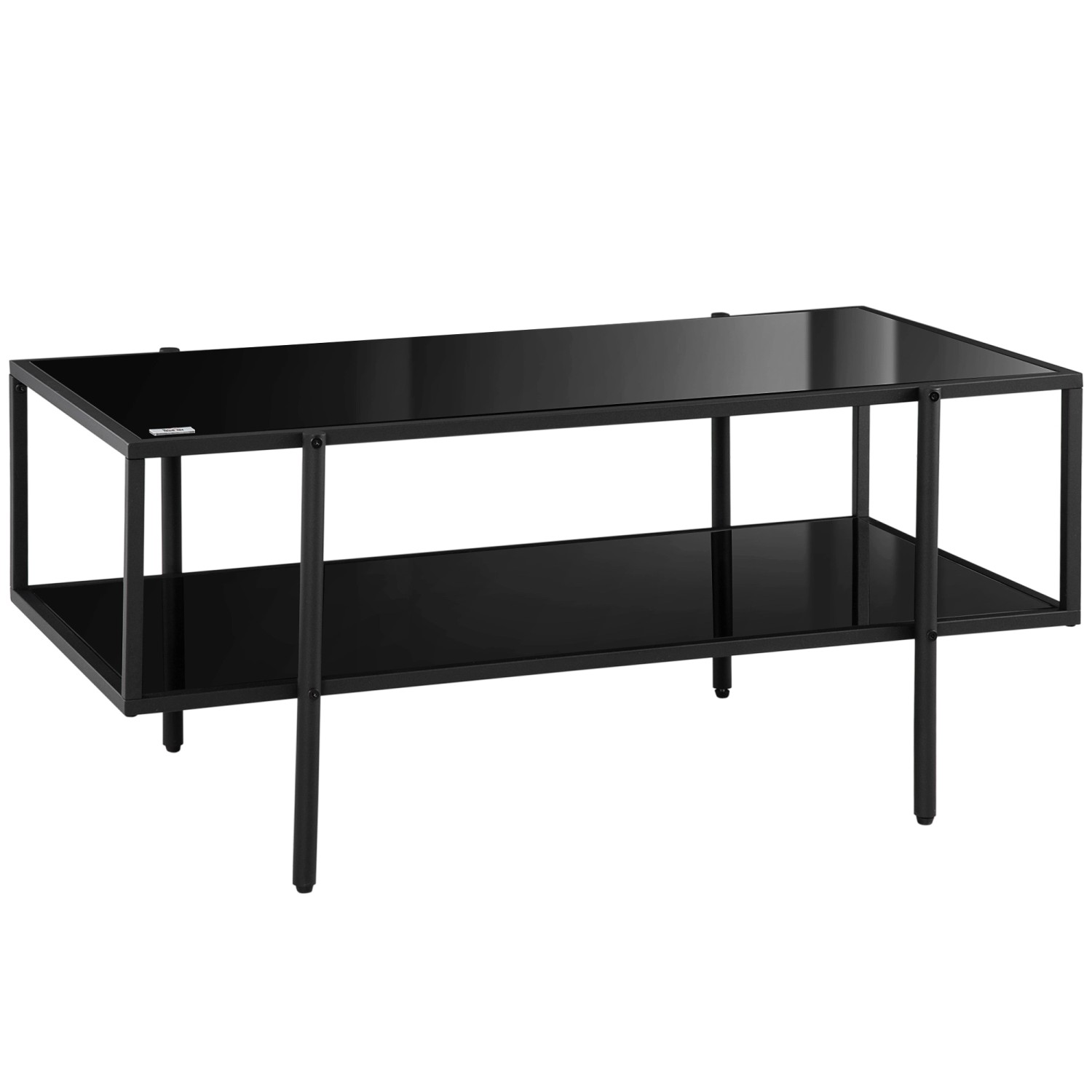 HOMCOM Beistelltisch  Hartglas Stahl Schwarz 100L x 55B x 45,5H cm günstig online kaufen