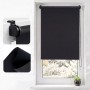 Schwarzes SALCAR Verdunkelungsrollo Klemmfix ohne Bohren am Fenster. Blickdichter Sonnenschutz mit Kettenzug, 90x220cm.