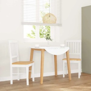 vidaXL Esszimmerstühle 2 Stk Weiß Massivholz Gummibaum 4102430