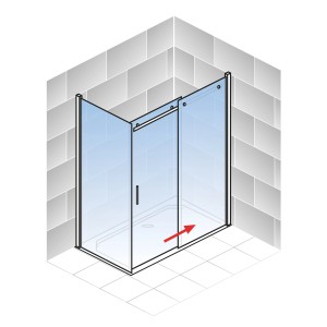 Schulte Schiebetür Alexa Style 2.0 mit Seitenwand, mattschwarze Profile, 200x80 cm, Duschwand