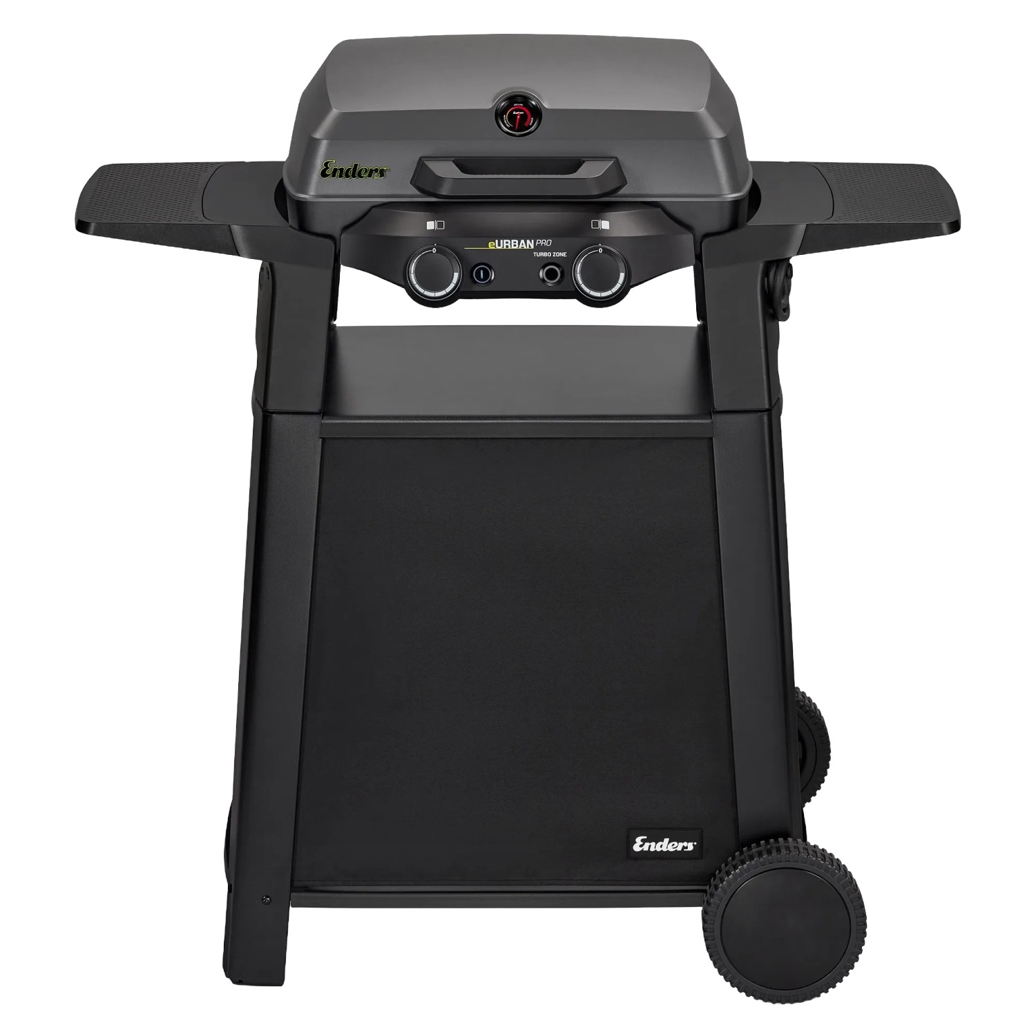 Enders Elektrogrill eUrban Pro 2 Turbo mit Trolley: Kompakter Grill mit Haube und Seitenablagen.