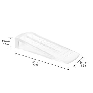 Transparenter Wagner Türkeil Standard, 80x30x15 mm, aus Kunststoff. Türstopper für den Innenbereich.