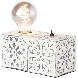 Brilliant Tischlampe Vagos, schwarz-weiß, 10x20cm. Vintage Design Leselampe mit E27 Fassung.