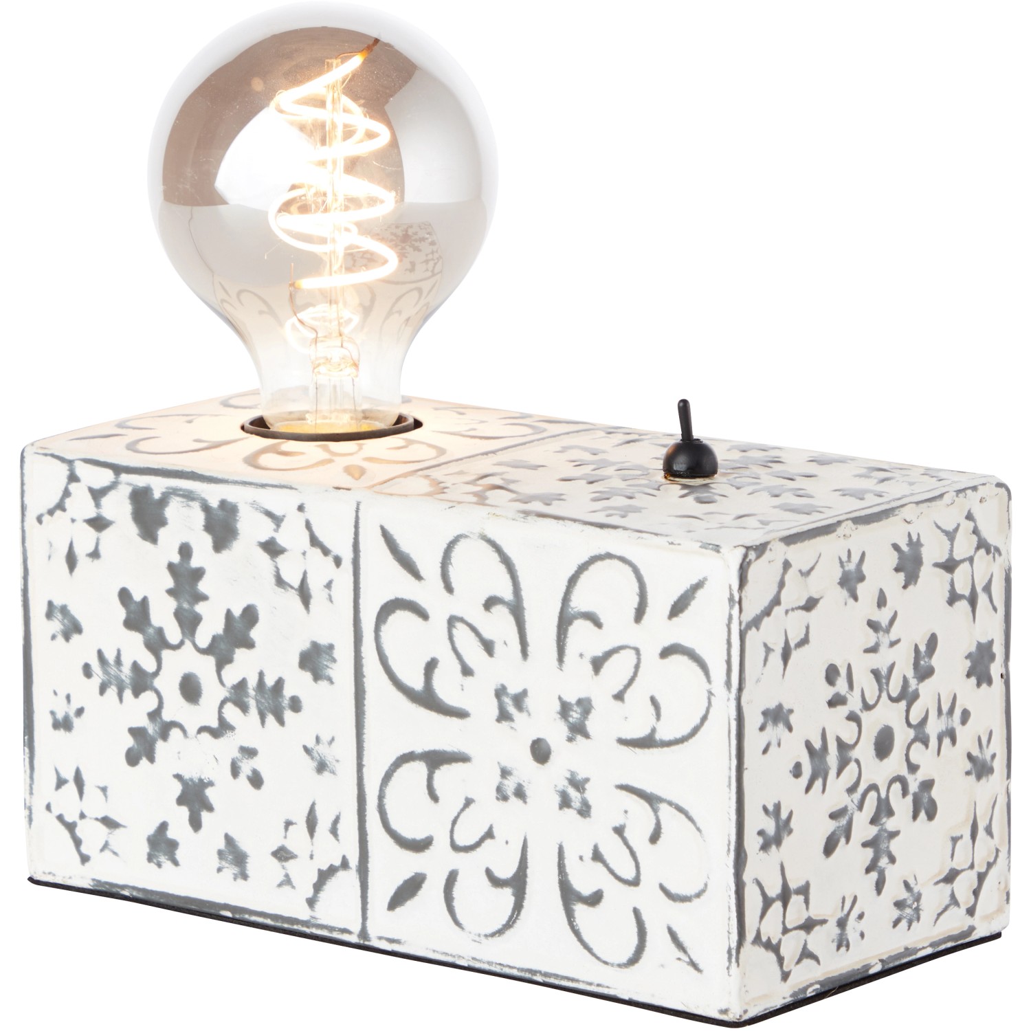 Brilliant Tischlampe Vagos, schwarz-weiß, 10x20cm. Vintage Design Leselampe mit E27 Fassung.