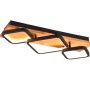 Moderne Trio LED-Deckenleuchte Rama, schwarz matt mit Holz, 67,5 cm breit. Ideal als Wohnraumleuchte.