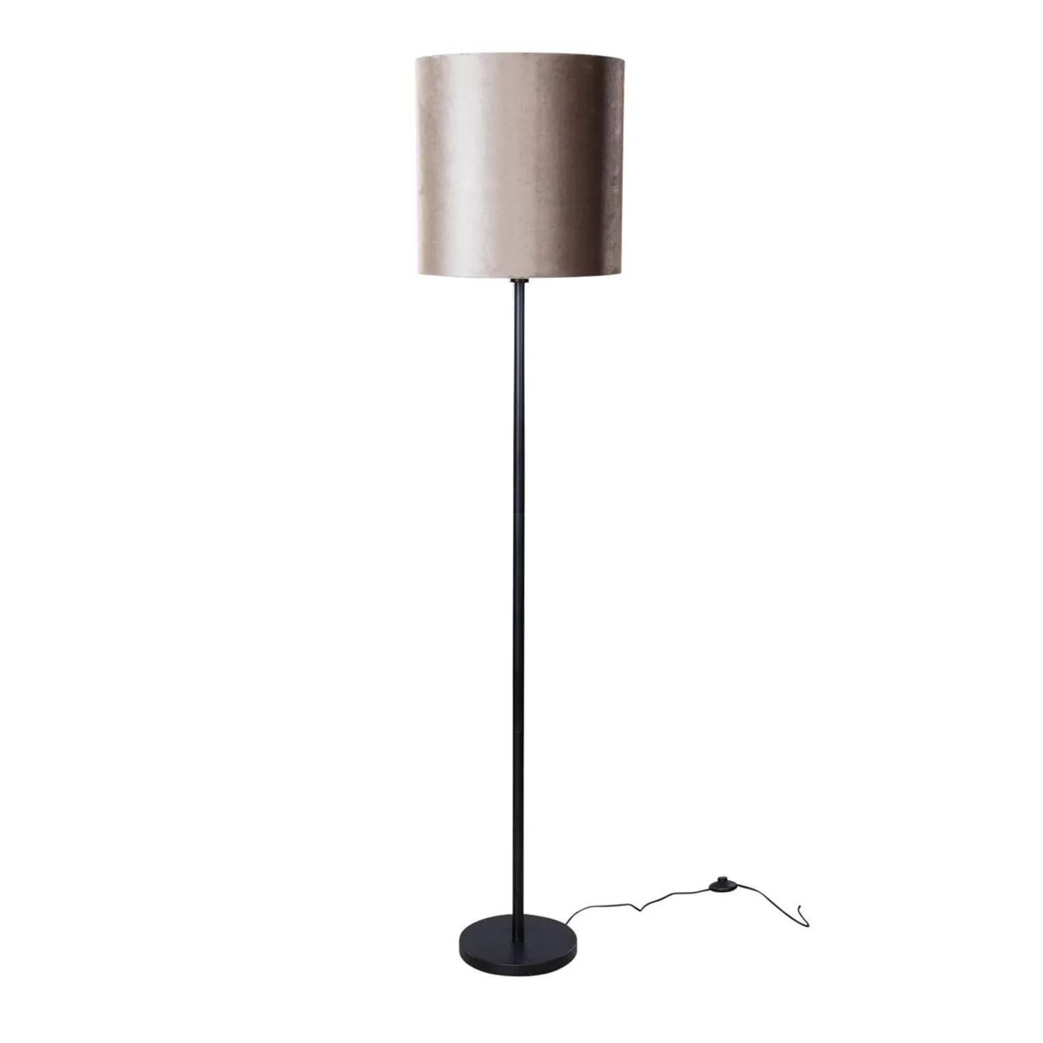 QAZQA Stehleuchte Schwarz mit Taupe Samt Schirm 50cm Simplo