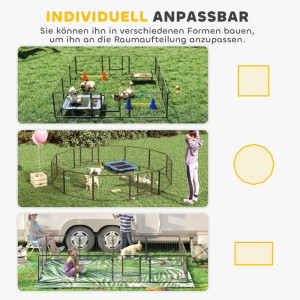PawHut Freilaufgehege in verschiedenen Formen im Garten und beim Camping, mit Hunden und Kindern. Flexibel anpassbar.