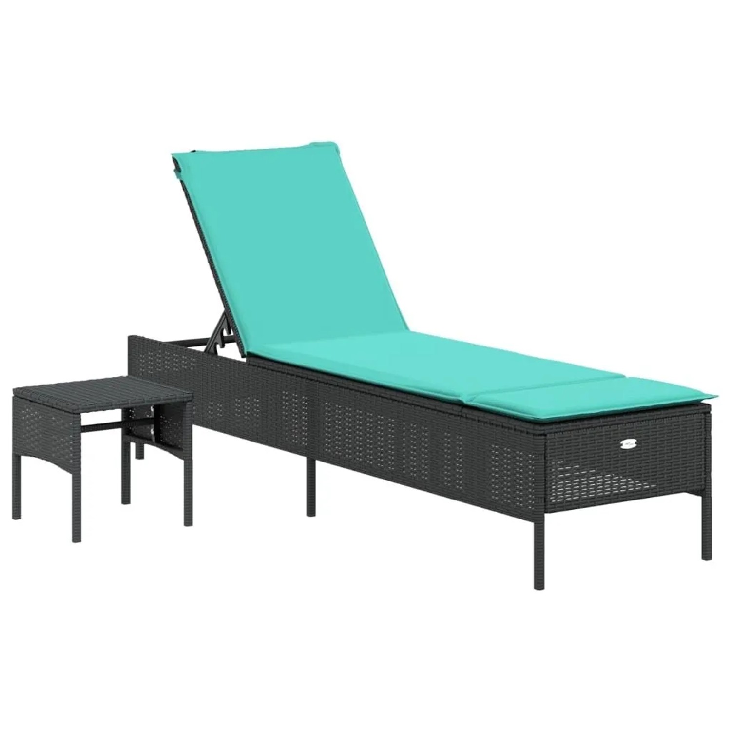 vidaXL Sonnenliege mit Tisch und Kissen Schwarz Poly-Rattan 4002736 günstig online kaufen