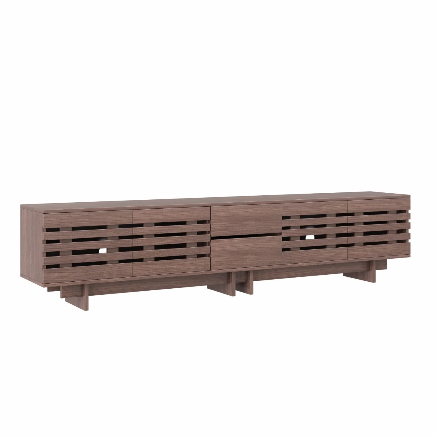 Merax TV-Lowboard 200x39.5x55 cm Walnuss 4 Türen