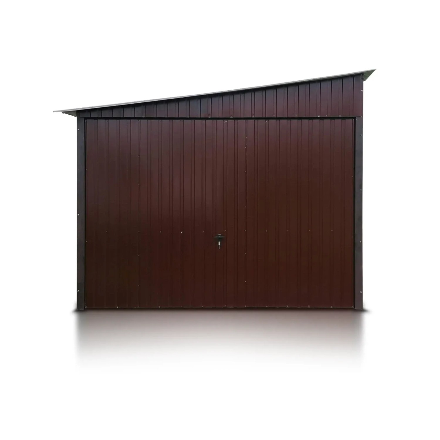Liderstal Einzelgarage Premium aus Blech 300 x 500 cm Pultdach Doppelflügeltor Braun Vertikalprofil