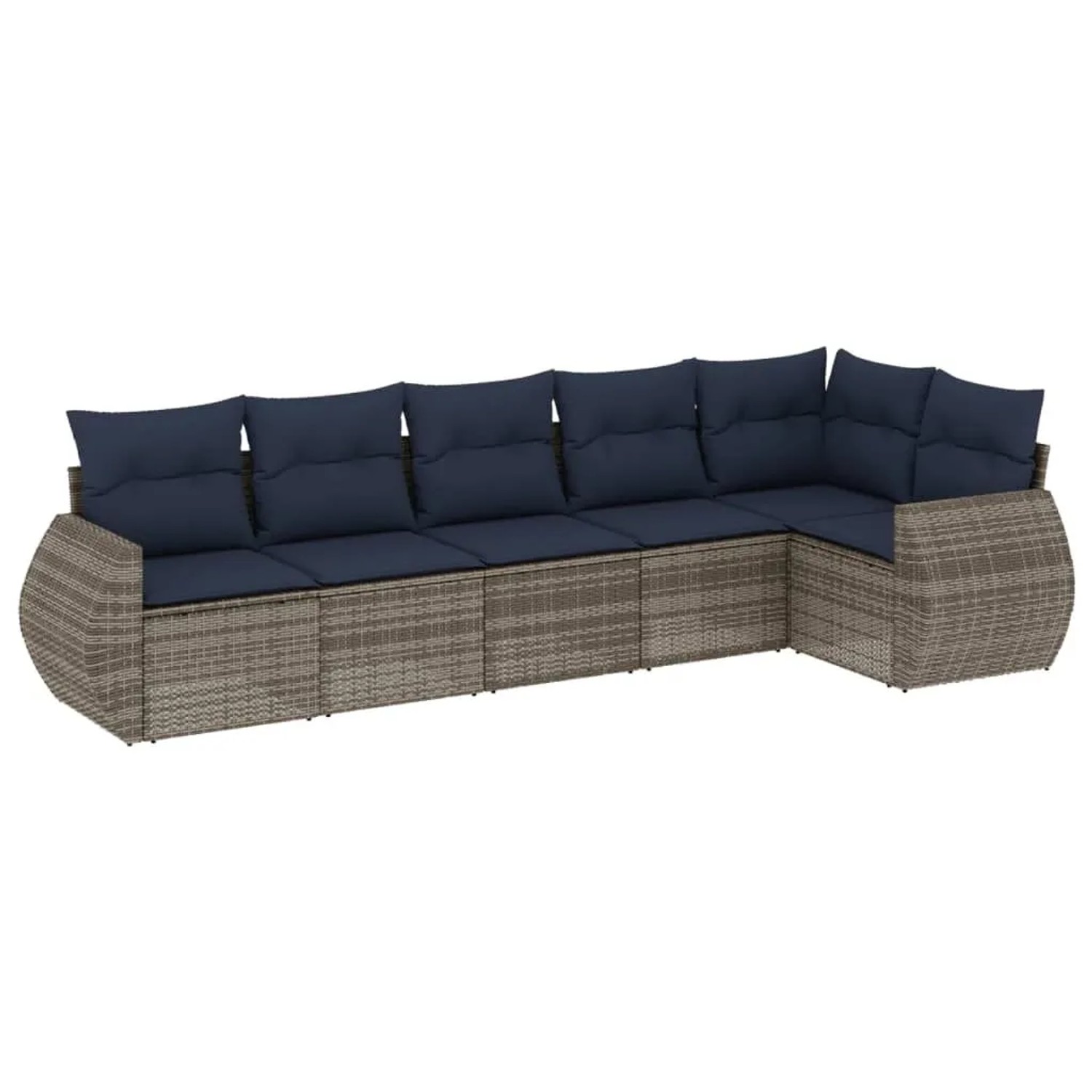 vidaXL 6-Tlg Gartensofa-Set mit Kissen Grau Polyrattan 3221390 günstig online kaufen
