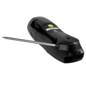 Schwarzes PCE Instruments Digitalthermometer IR 90 mit ausklappbarem Fühler für Temperaturmessung.