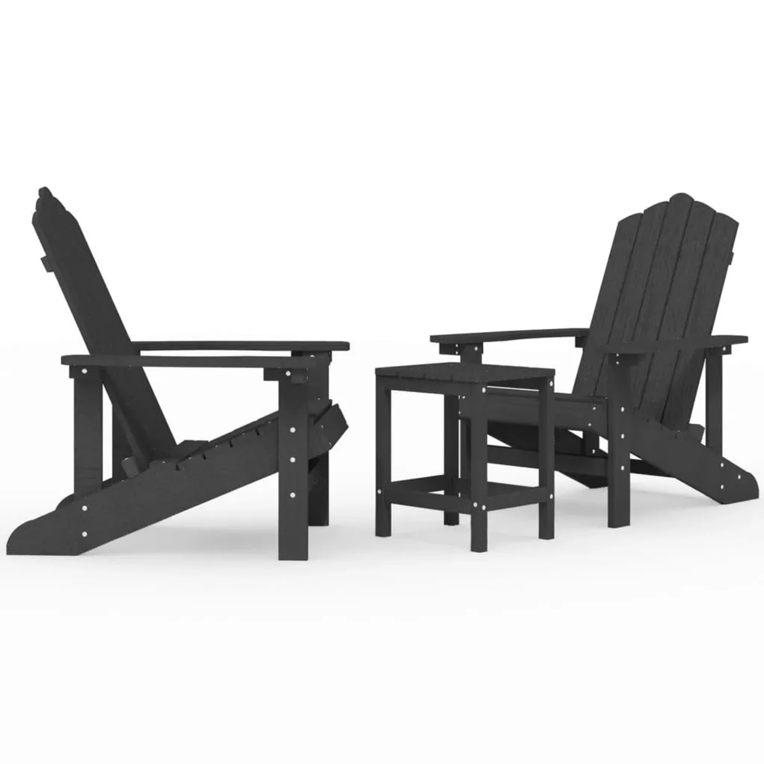 vidaXL Adirondack-Gartenstühle mit Tisch HDPE Anthrazit 3095705