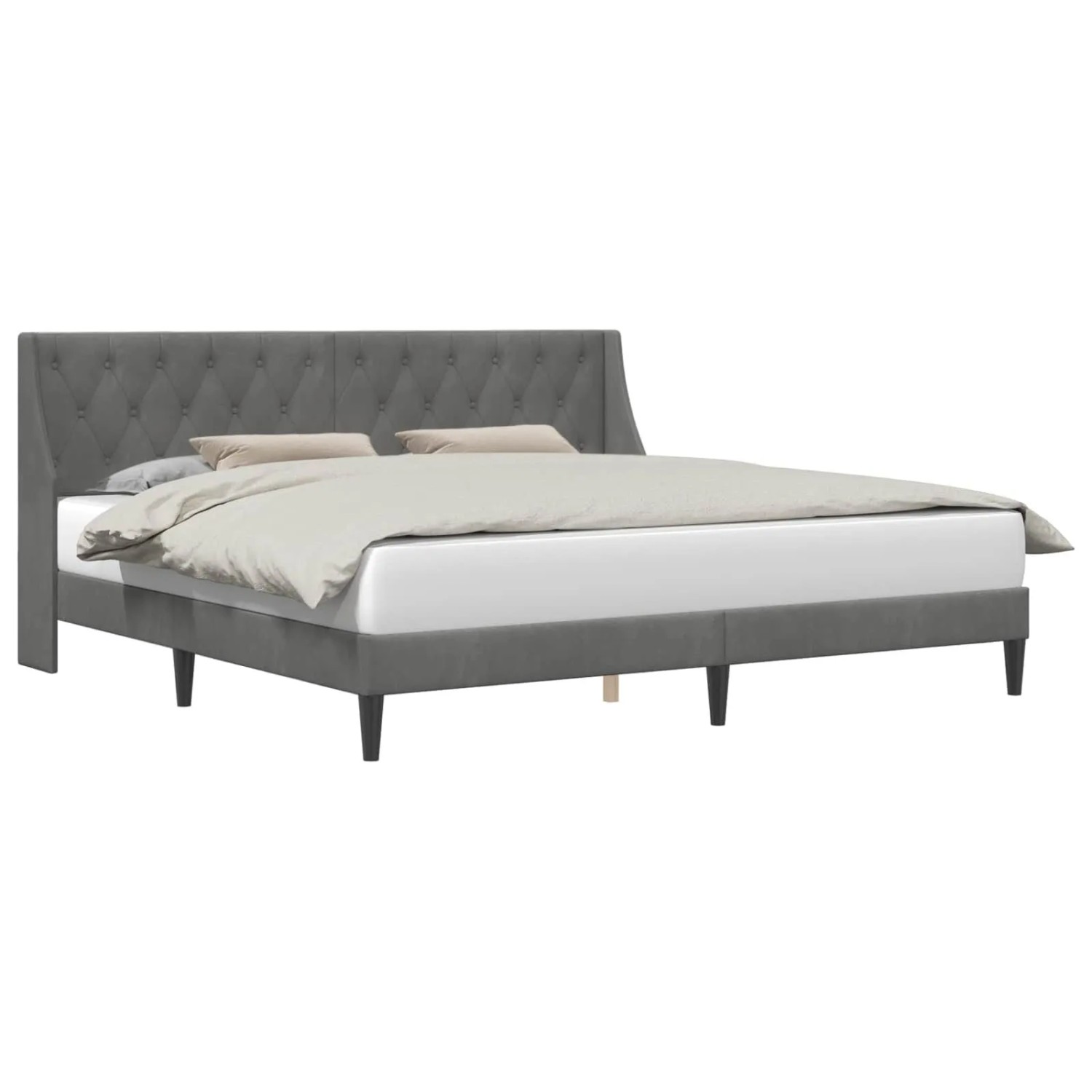 vidaXL Bettrahmen mit Kopfteil Dunkelgrau 200 x 200 cm Samt 42027449