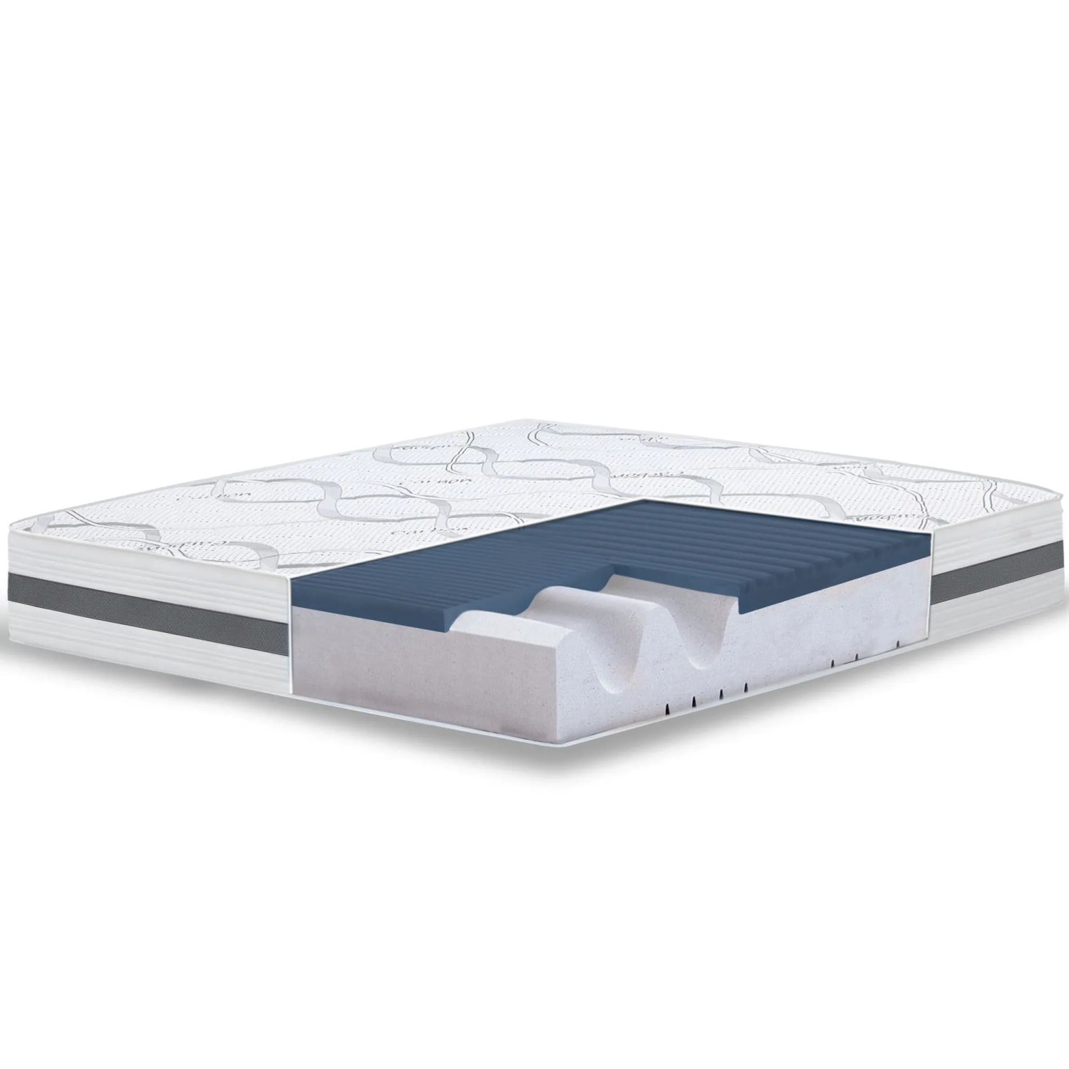 The White Stone Memory Foam Matratze 95x190 cm Höhe 22 cm  Hypoallergener und Atmungsaktiver Bezug  Orthopädische Anpassungsfähige Eigenschaften