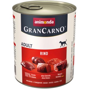 Gran Carno Adult Rind 800g Dose, Hunde-Nassfutter ohne Getreide mit frischem Rindfleisch.