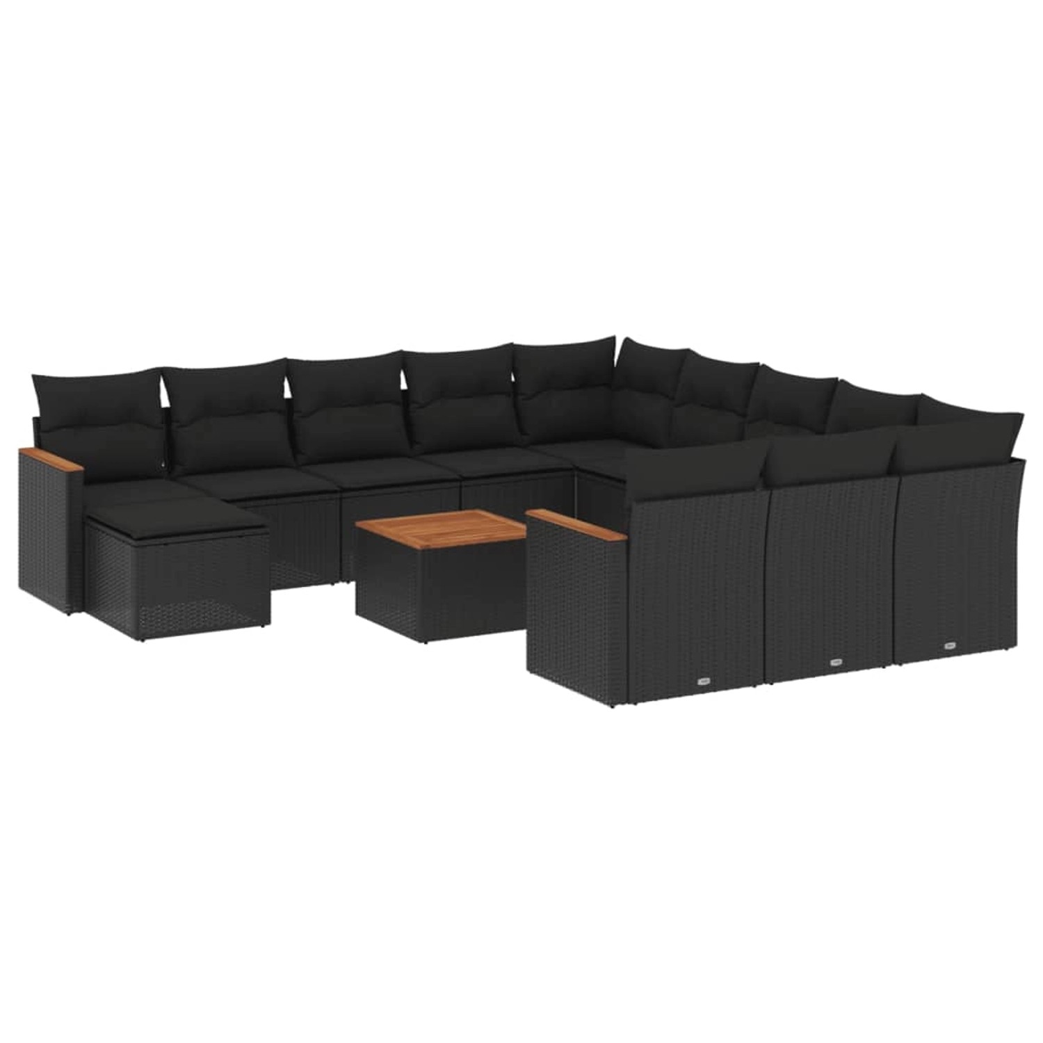 vidaXL 13-tlg Garten-Sofagarnitur mit Kissen Schwarz Poly Rattan Modell 51 günstig online kaufen