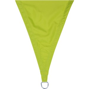 Limegrünes Perel Viereck-Sonnensegel 360x360 cm mit D-Ring zur Befestigung.